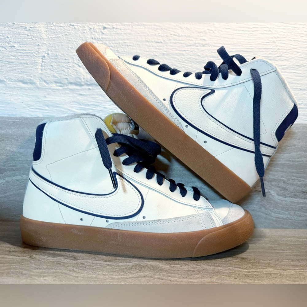 Nike Men's Blazer Mid 77 Premium Varsity Casual Sneakers White/Navy Size 7